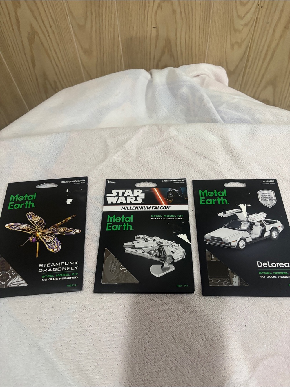 Metal earth steel model kits M4 3pcs  dragonfly  millennium falcon  delorean